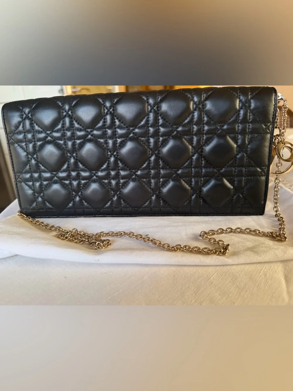 DIOR Lady Dior Pouch Black Cannage Lambskin with Detachable Chain - Picture 9 of 9